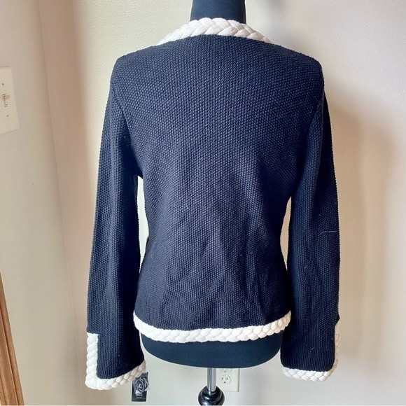 INC Cardigan Sweater Braided Knit Wool Black White Structured Dog Show NWT - Picture 9 of 10